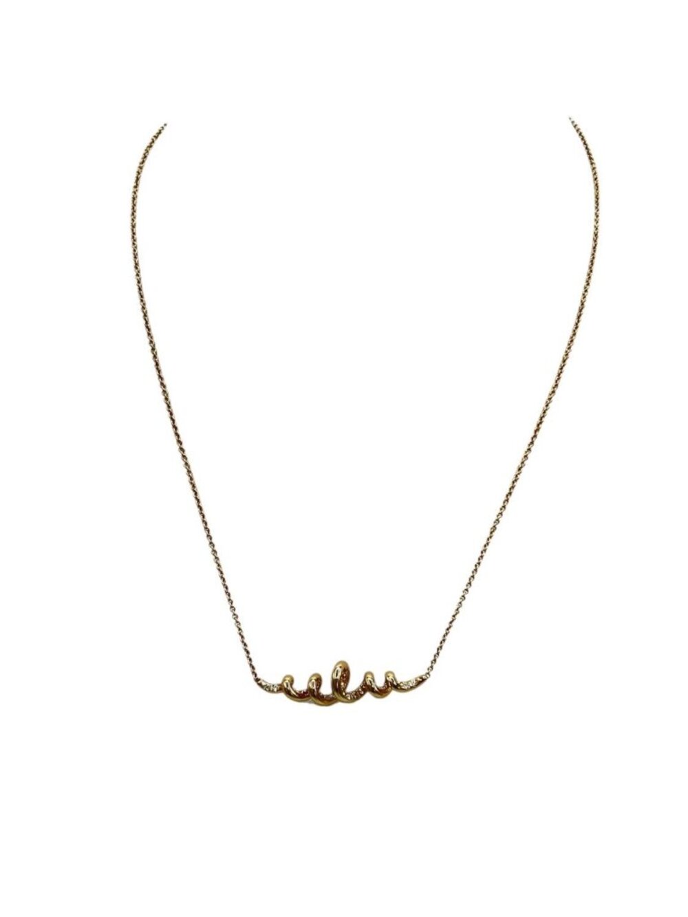 Alexis Bittar Gold Tone Crystal Swirl Station Necklace Adjustable Signed